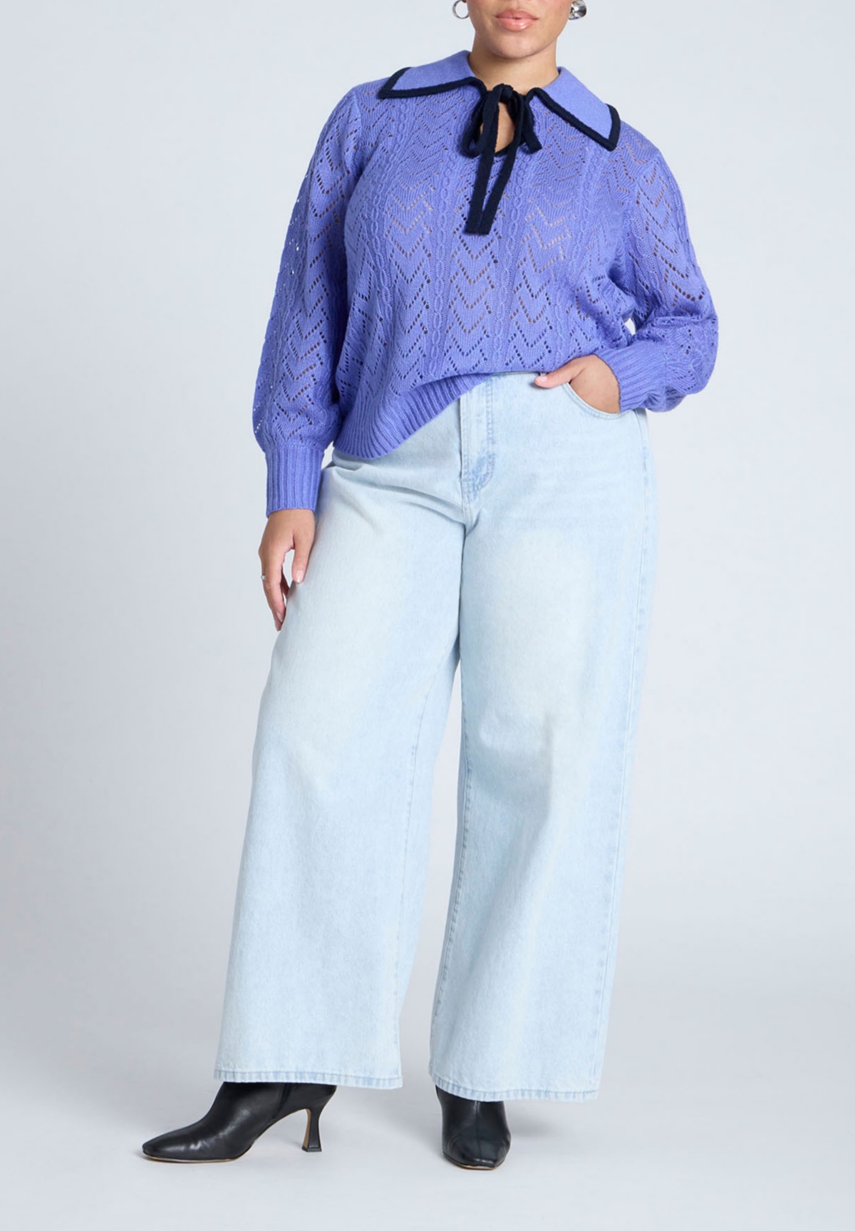 Eloquii Plus Size Collared Sweater With Tie