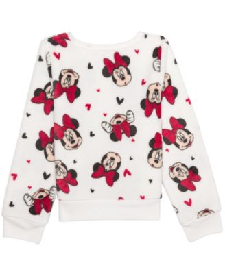 Disney Big Girls Minnie Heart Long Sleeve Plush Sweatshirt