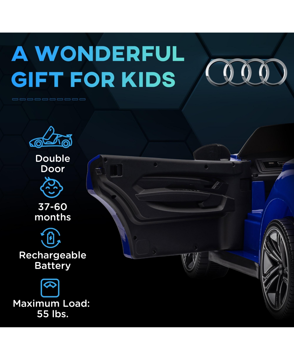 Aosom 12V Kids Electric Ride On Car, Licensed Audi Rs e-tron Gt