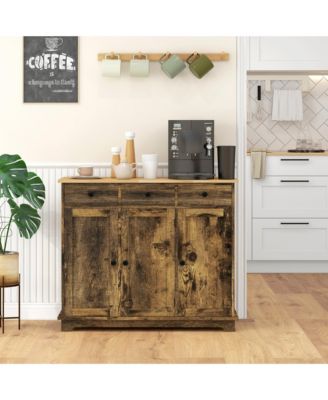 Buffet Cabinet, Bar Cabinet with 3 Drawers, Light