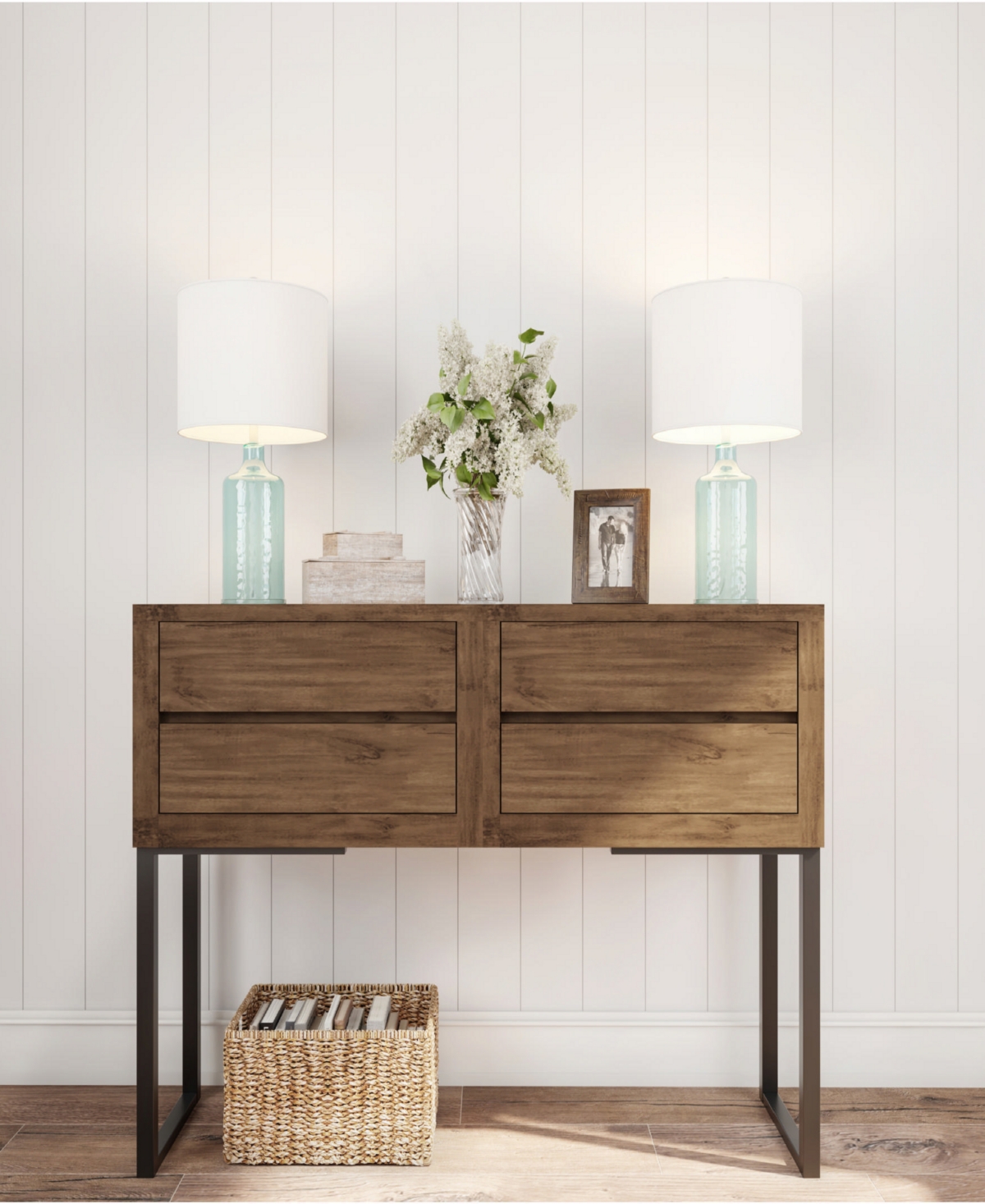 LAVISH HOME 8" CLEAR GLASS OPEN BASE TABLE LAMP 