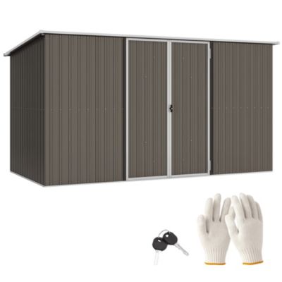 11.2' x 5.6' Metal Outdoor Storage Shed w/ Lock, Colde