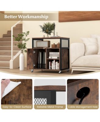 File Cabinet on Wheels with Charging Station and Cable Management Hole