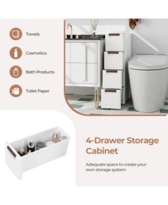 4-Drawer Rolling Organizer Unit Narrow Storage Cabinet with Built-In Wheels for Small Space