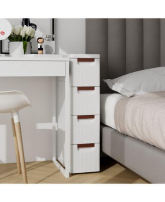 4-Drawer Rolling Organizer Unit Narrow Storage Cabinet with Built-In Wheels for Small Space