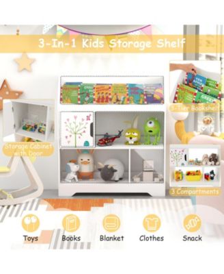 Kids Toy Storage Organizer with Book Shelf and Storage Cabinet