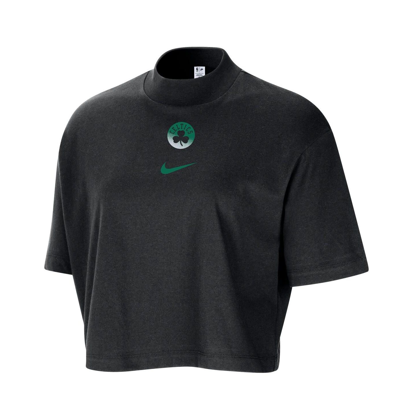 Женская футболка Nike Black Boston Celtics Courtside Mock Neck Loose Fit Cropped — фото 2