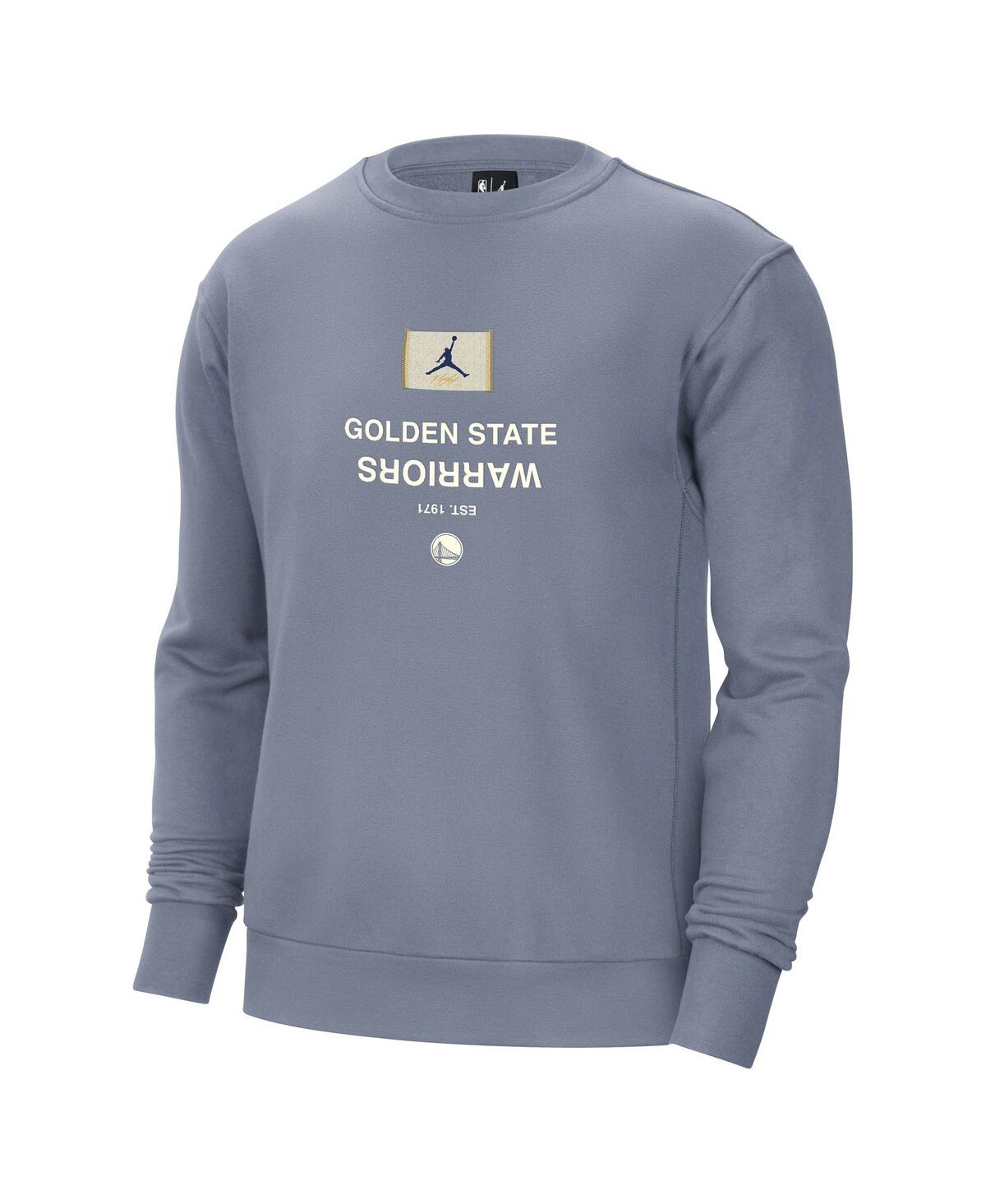 JORDAN MEN'S BLUE GOLDEN STATE WARRIORS COURTSIDE STATEMENT EDITION HEAVYWEIGHT PULLOVER SWEATSHIRT 