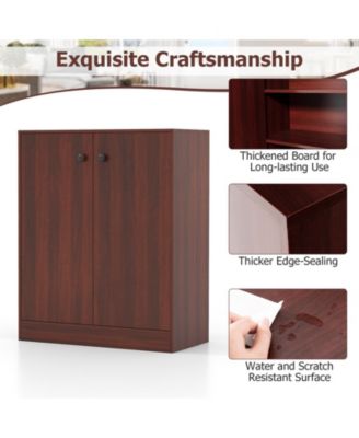 2-Door Modern Floor Storage Cabinet with 3-Tier Shelf