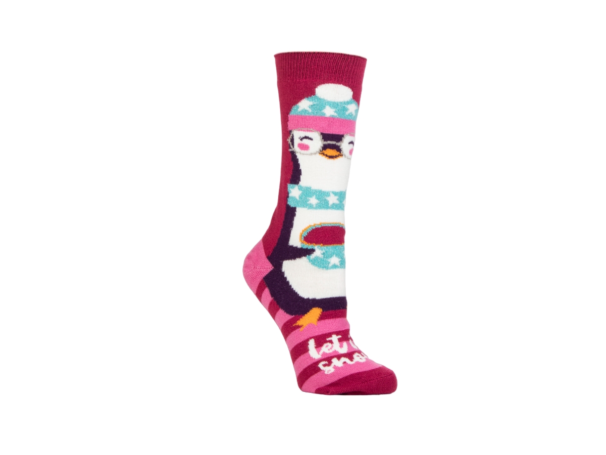 Heat Holders Ultra Lite Ellen Festive Gingerbread Crew Socks In Red,pink