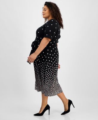 Plus Size Printed Tie-Waist Midi Dress