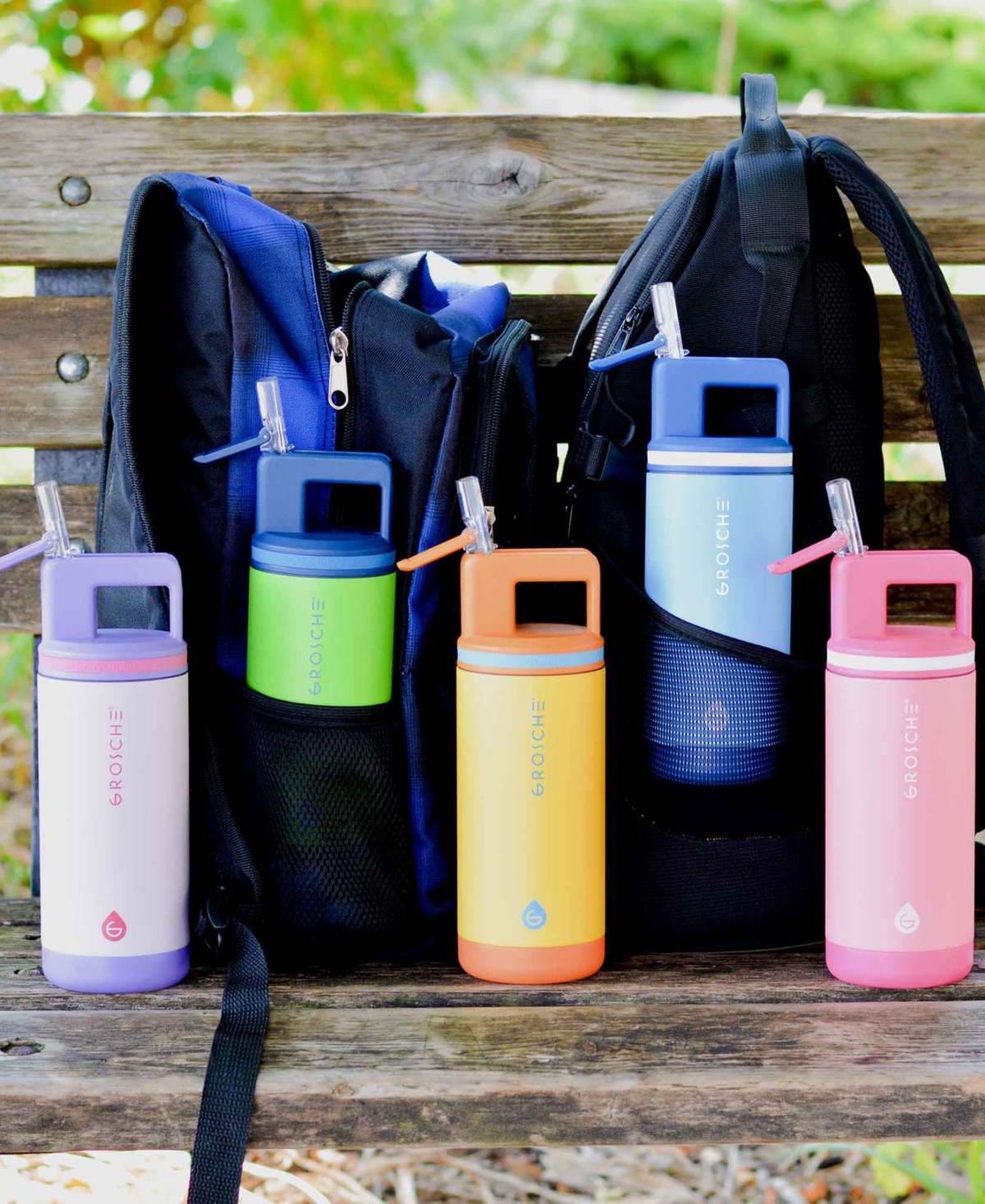 Grosche Alpine Flip 'N Sip 2 Pc. Kids Insulated Water Bottle with Straw -/ Purple