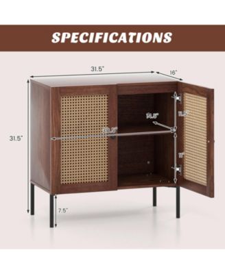 Kitchen Sideboard with 2 Rattan Doors and Adjustable Shelf