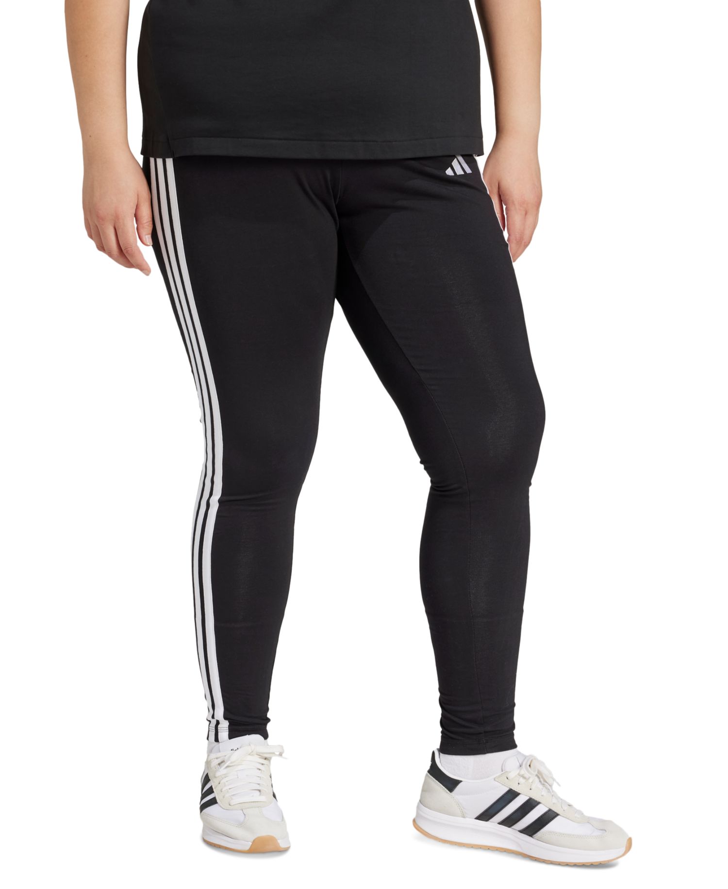 Plus Size Essentials 3-Stripes Cotton Leggings