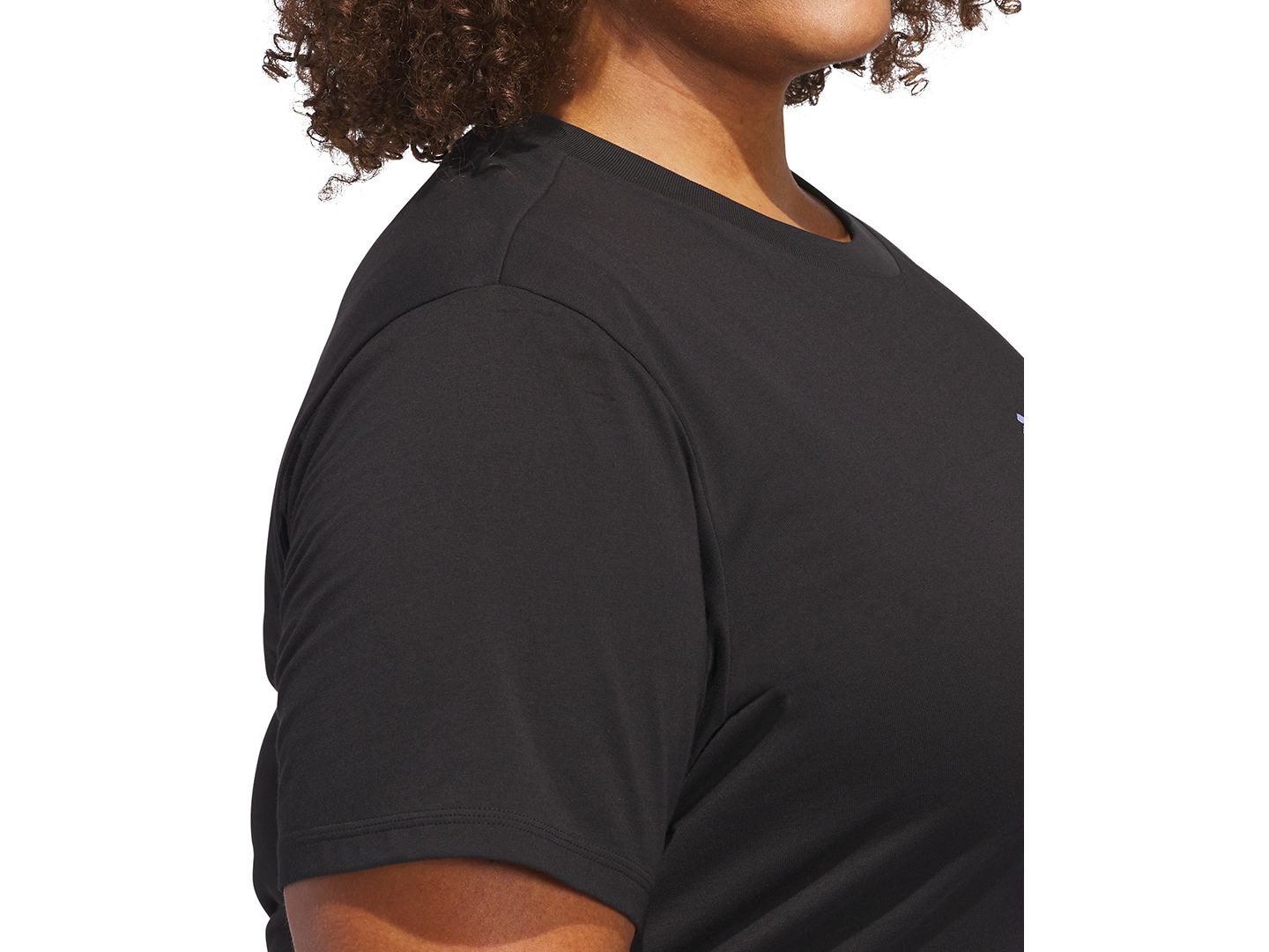 Женская футболка adidas Plus Size Short-Sleeve Cotton Crewneck Logo, цвет: Чёрный — фото 3