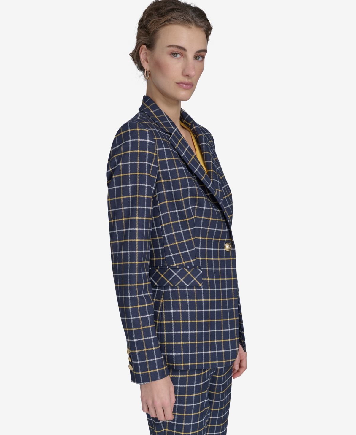 Tommy Hilfiger Women's Slim Fit Checked Blazer In Midnight Multi