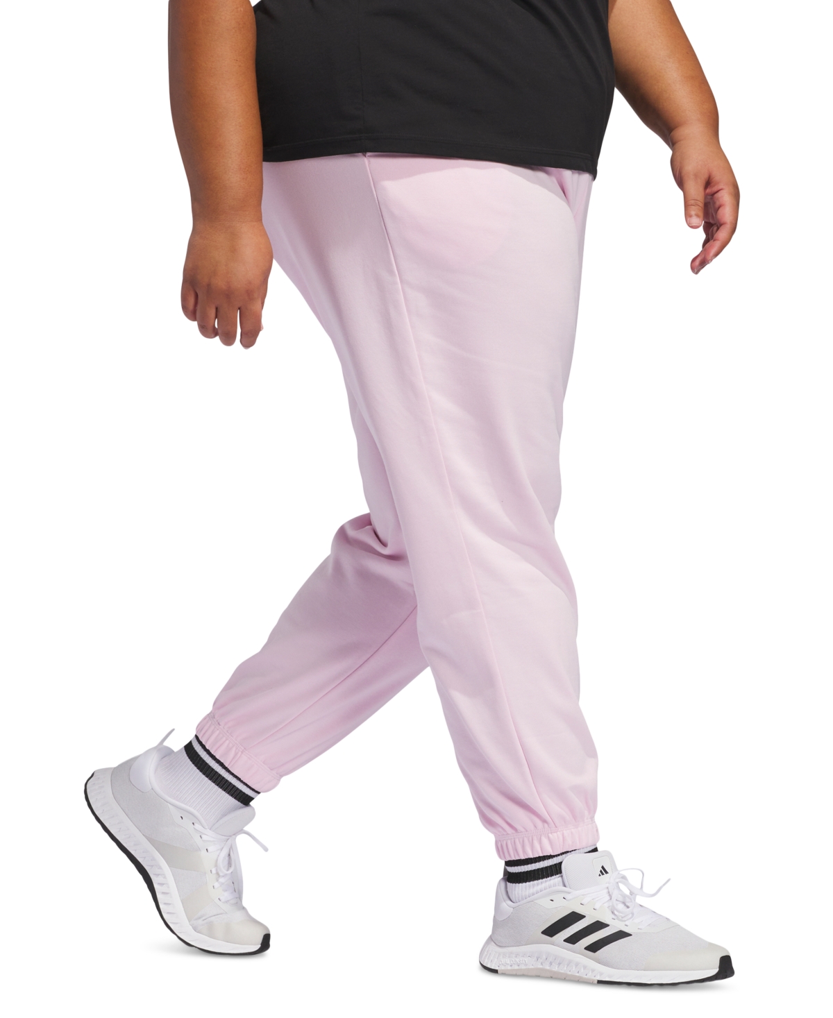 Shop Adidas Originals Plus Size Essentials Full-length Drawstring Joggers In Clpink,whi