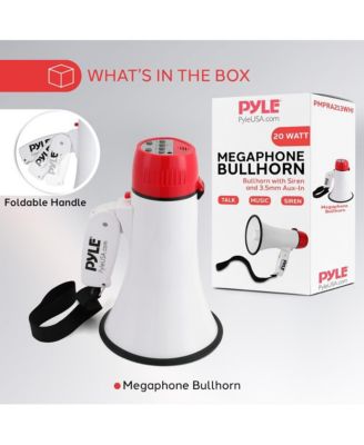 Portable Megaphone with Siren, 20 Watt Power, Aux Input for MP3, Automatic Siren, Lightweight