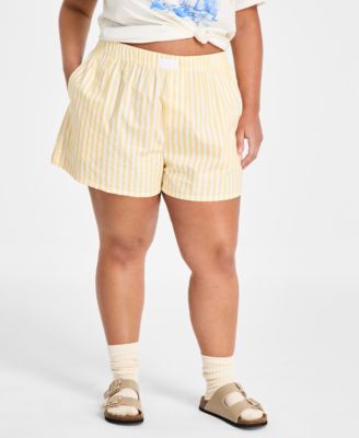 Trendy Plus Size Cotton Striped Boxer Shorts