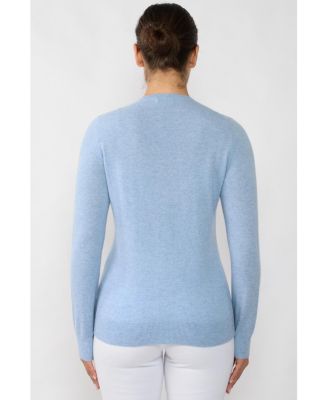 Women's 100% Cashmere Button Front Long Sleeve Crewneck Cardigan Sweater