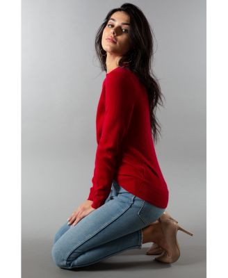Women's 100% Pure Cashmere Long Sleeve Crew Neck Pullover Sweater
