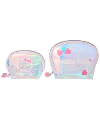Sanrio Clear Iridescent Large and Small Dome Cosmetic Travel Bag Set
