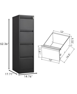 4 Drawer, Metal, Vertical File Cabinet with lock for home office storage—fits Letter, A4 & Legal size files.