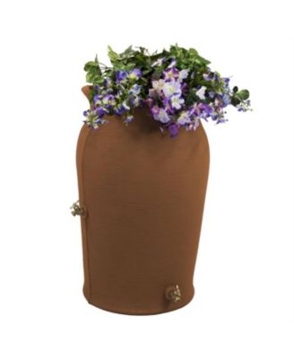 50-Gallon Plastic Urn Rain Barrel with Planter Top for Garden Watering and Conservation