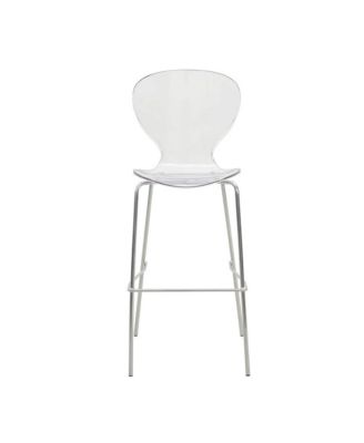 Oyster Acrylic Barstool with Steel Frame in Chrome Finish
