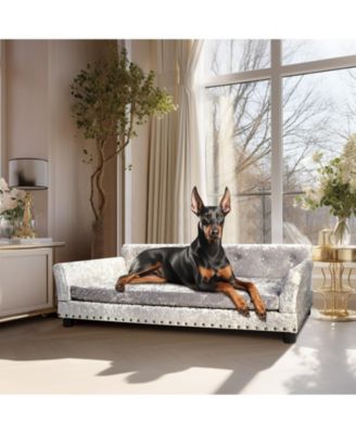 Dog Sofa Lounge Bed Dutch Velvet Upholstered Pet Couch Bed Removable Cushion