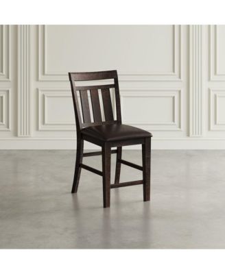 Distressed Rustic Solid Acacia Upholstered Slat-back Barstool (Set of 2)