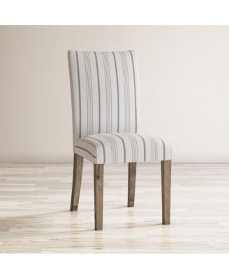 Coastal Wire-Brushed Wood Upholstered Parsons Dining Chair (Set of 2)