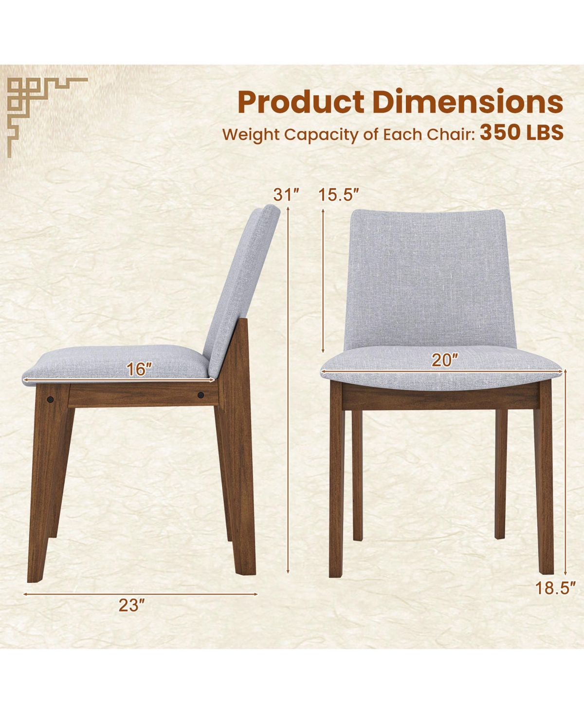 Gymax Wooden Dining Chairs of 2 w/ added Cushions High Curved Back for Dining Room