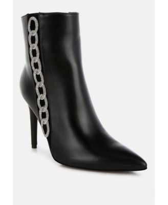 Womens Kalina Rhinestones Chain Detail Boots