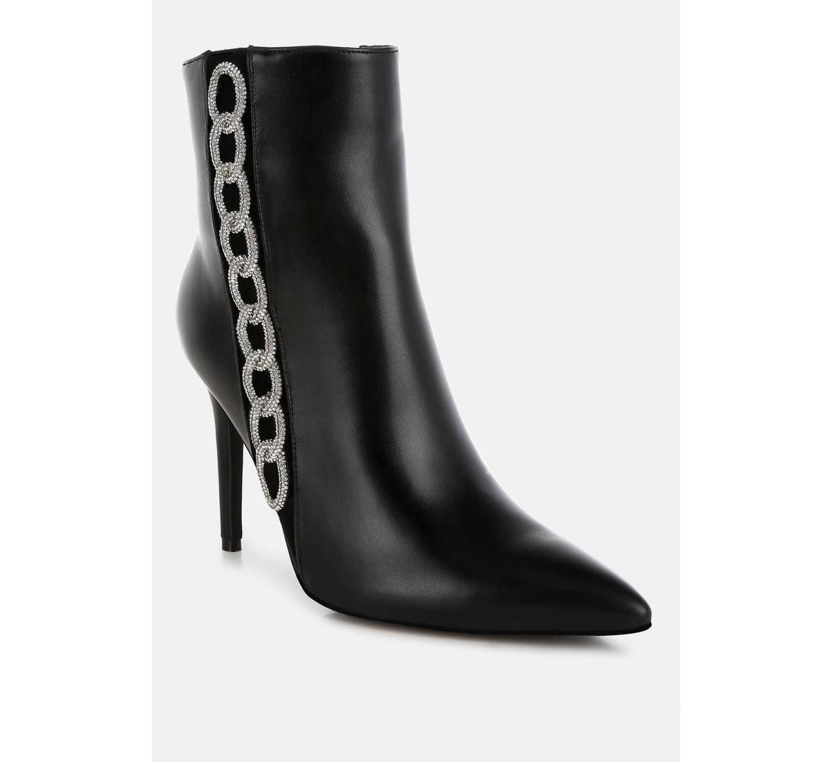 Kalina Rhinestones Chain Detail Boots
