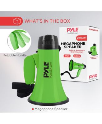 20-Watt Mini Megaphone Speaker with Siren, Adjustable Volume, Lightweight, Battery Operated, Green Bullhorn