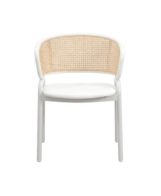 Dining Chair with White Powder Coated Steel Legs and Wicker Back, Set of 2