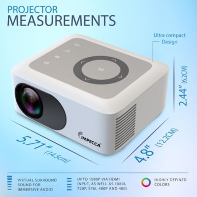 Portable Home Theater Projector, 80 ANSI Lumens, 720P, up to 120”
