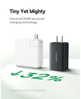 PowerCombo Mini Power Strip 5 in 1 Charging Station 67W USB C Fast Charger,5ft Flat Extension Cord with 2 AC Outlets