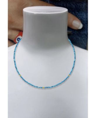 Turquoise and Gold Bead Gold Plated Choke Necklace 16 inches adjustable