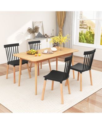 Set of 4 Windsor Dining Chairs Dining Chairs w/ Spindle Backs & Curved Seats