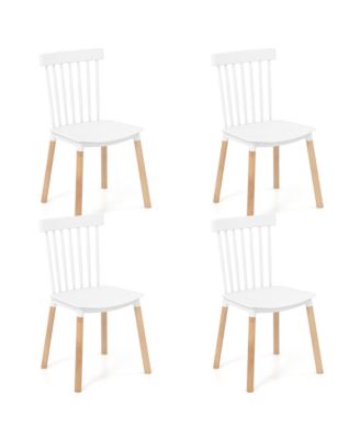 Set of 4 Windsor Dining Chairs Dining Chairs w/ Spindle Backs & Curved Seats