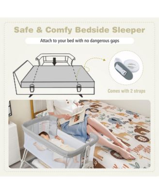 Baby Bedside Sleeper Bassinet Bed Folding Portable Adjustable Crib w/ Storage