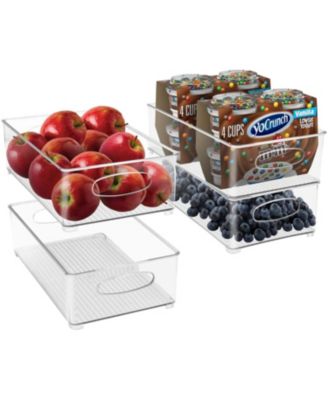 4 Pack Medium Stackable Clear Storage Bins with Handles