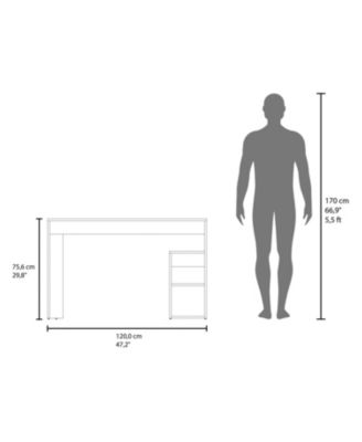 Sanders Computer Desk in Melamine with Open Storage, Natural Oak