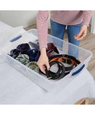 Cleverstore 41 Quart Latching Stackable Storage Tote, Clear (4 Pack)