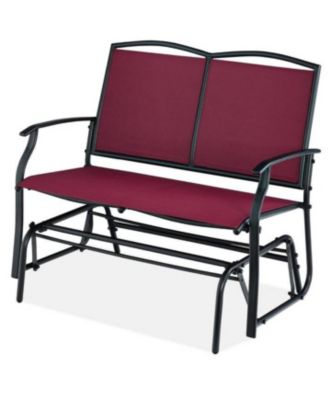 Outdoor 2-Seater Mesh Loveseat Swing Glider Chair with Armrests