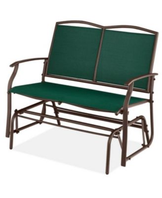 Outdoor 2-Seater Mesh Loveseat Swing Glider Chair with Armrests