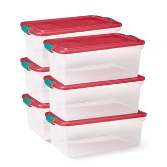 Homz 64 Qt Holiday Seasonal Decor Plastic Storage Bin with Latching Lid ...
