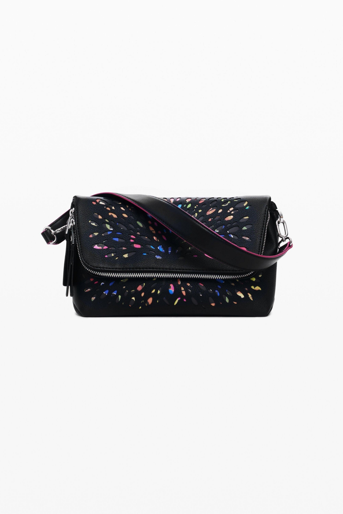 Women's Medium crossbody perforated bag - Black